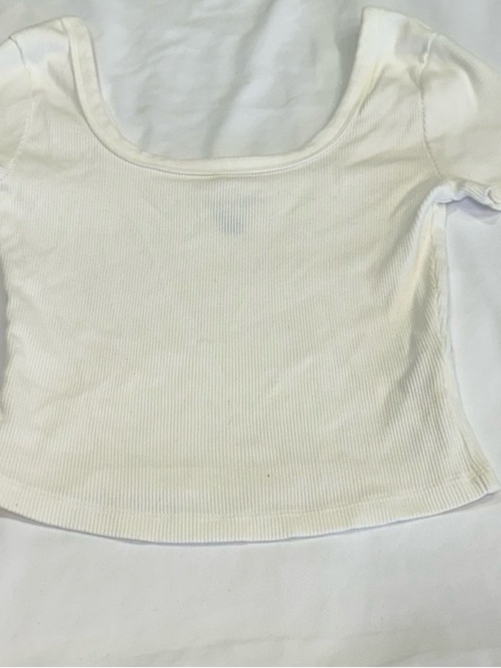 Universal Thread Cream Ribbed Scoop Neck Crop Top